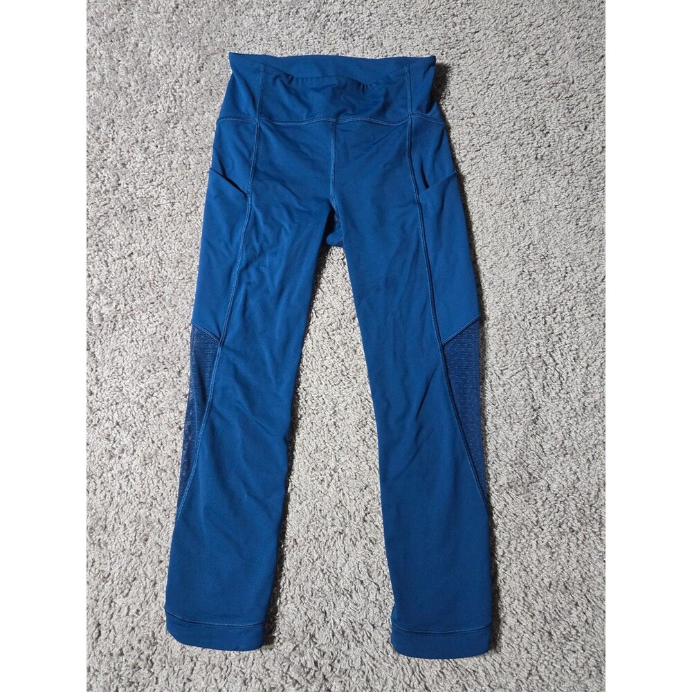 Lululemon Sole Training Crop Luxtreme Yoga Poseidon Mesh Leggings Blue Size 4